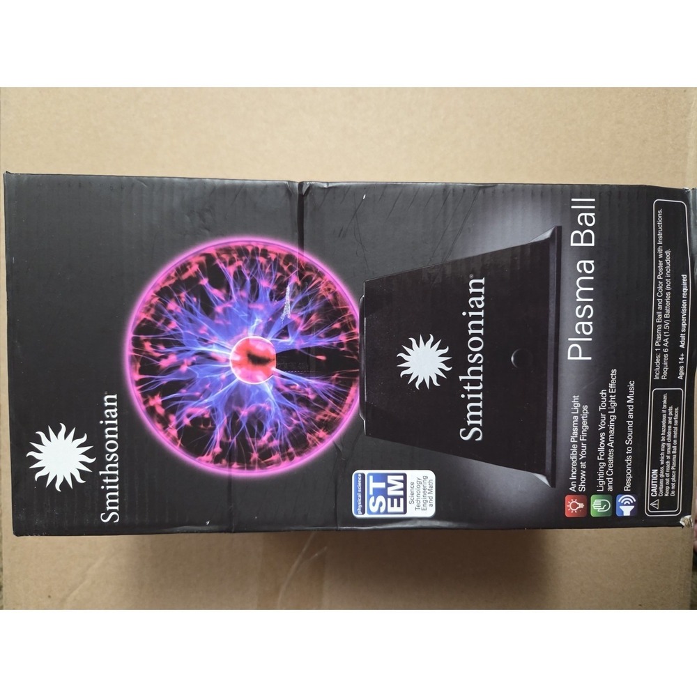 Smithsonian Plasma Ball STEM Educational Light Toy Sound Responsive New In Box